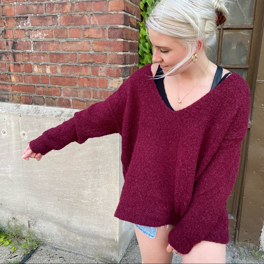 Free People Burgundy sweater oversized
